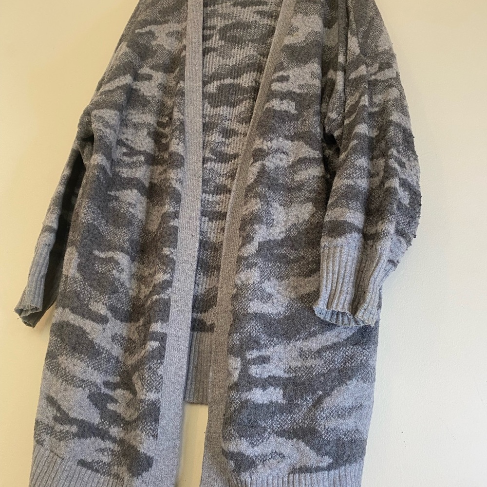William Rast Gray Camouflage Cardigan